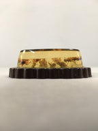 Japanese Glass Paperweight Vtg Dried Flower Green Metal Yellow Gold JK168