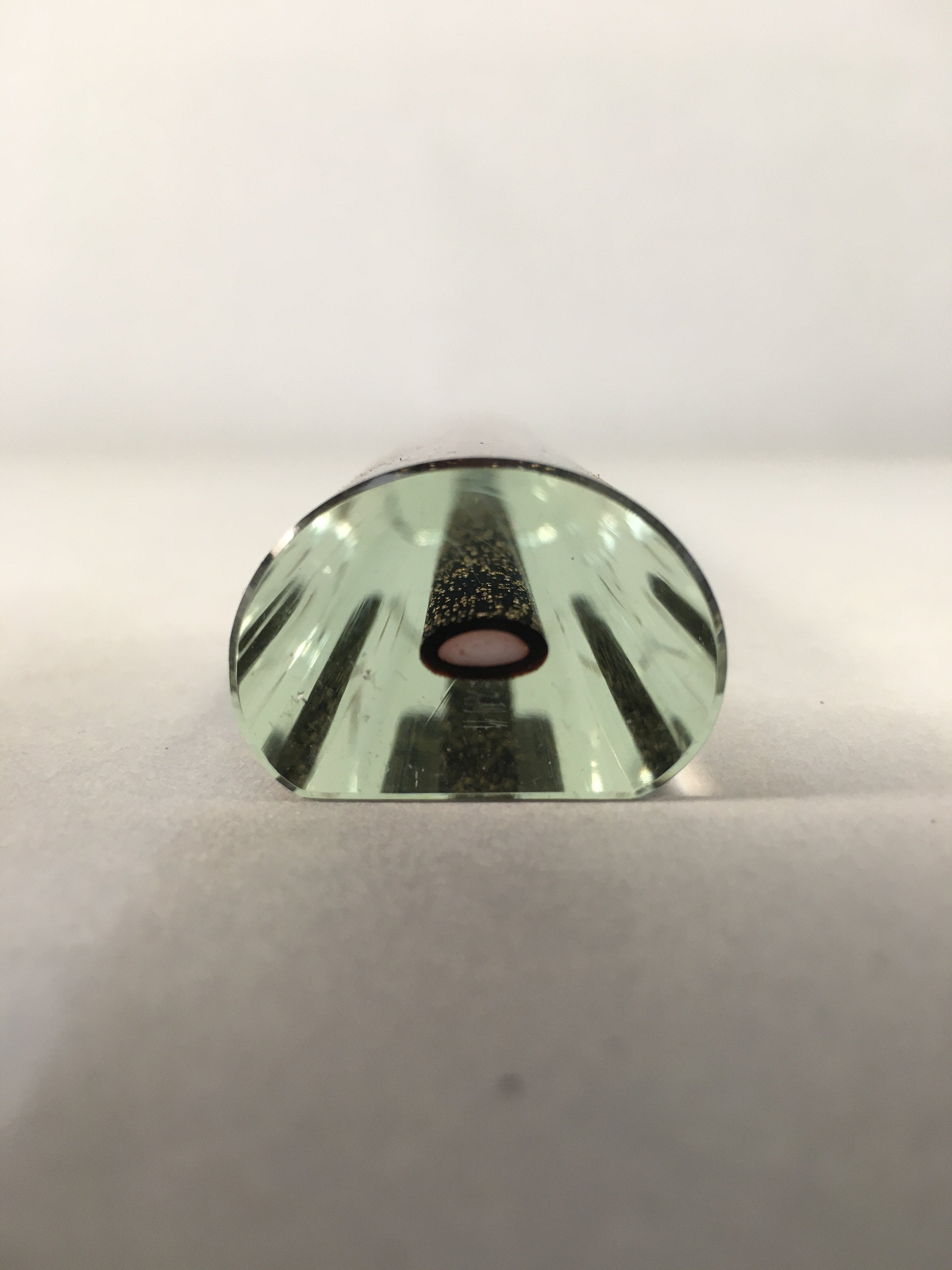 Japanese Glass Paperweight Vtg Semi-Cylindrical Stick Brown Gold JK171