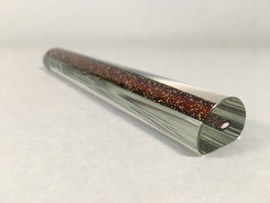 Japanese Glass Paperweight Vtg Semi-Cylindrical Stick Brown Gold JK171