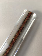 Japanese Glass Paperweight Vtg Semi-Cylindrical Stick Brown Gold JK171