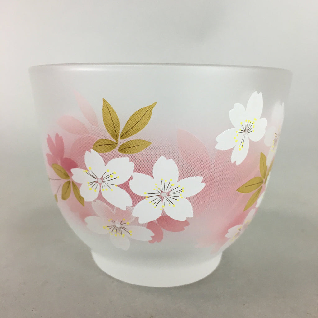 Japanese Glass Teacup Saucer Set Vtg Sakura Yunomi Coaster Cold Tea Sencha QT77