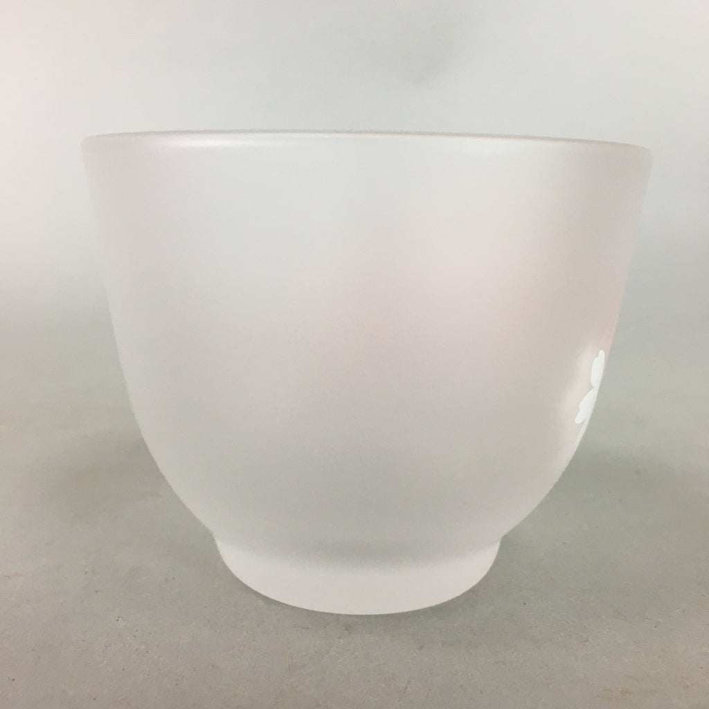 Japanese Glass Teacup Saucer Set Vtg Sakura Yunomi Coaster Cold Tea Sencha QT77