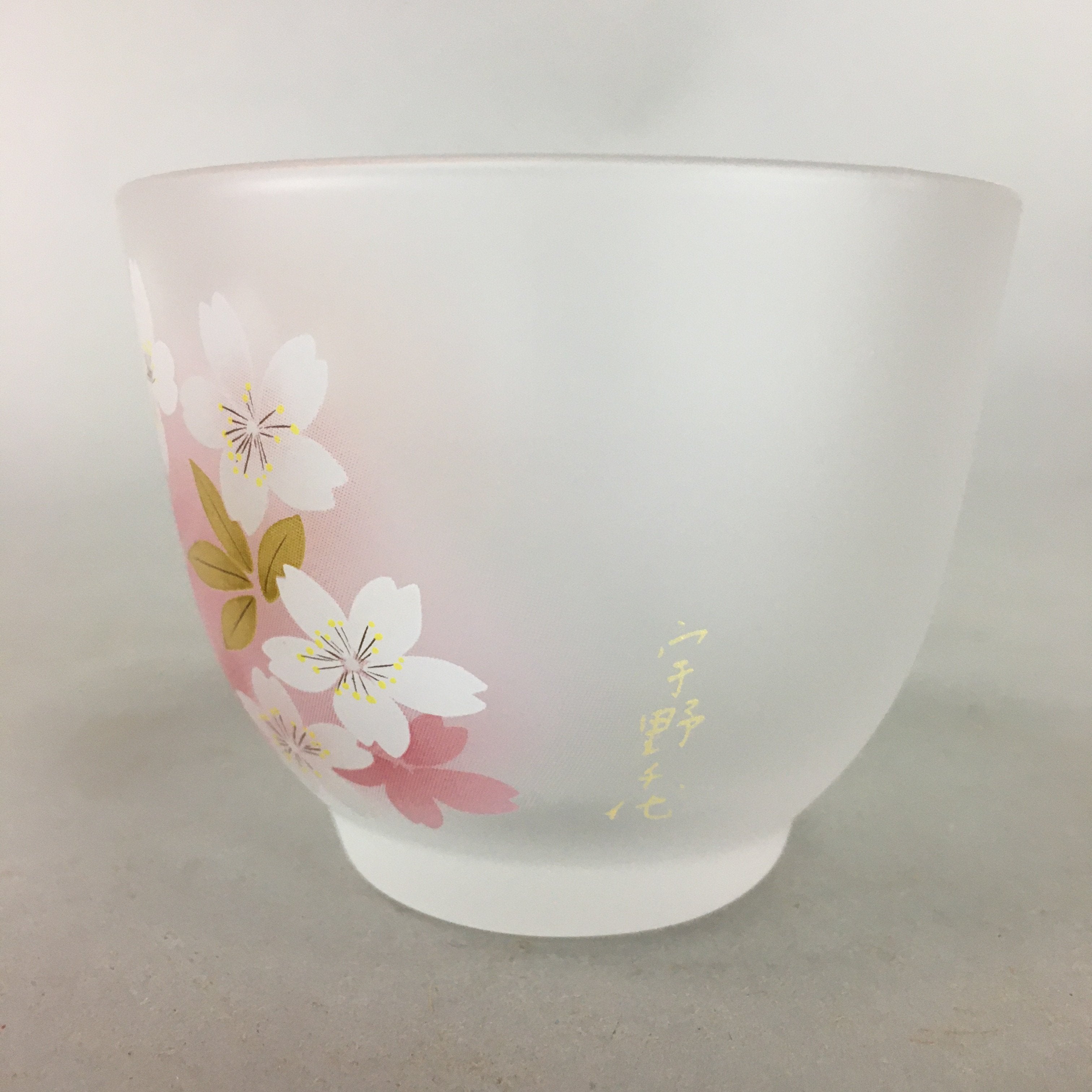 Japanese Glass Teacup Saucer Set Vtg Sakura Yunomi Coaster Cold Tea Sencha QT77