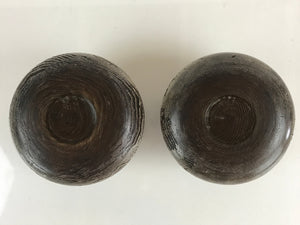 Japanese Go Stone Goishi Game Piece Complete Set Vtg Brown Wood Bowl GO81