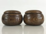 Japanese Go Stone Goishi Game Piece Complete Set Vtg Brown Wood Bowl GO82