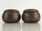 Japanese Go Stone Goishi Game Piece Complete Set Vtg Brown Wood Bowl GO82