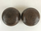 Japanese Go Stone Goishi Game Piece Complete Set Vtg Brown Wood Bowl GO82