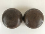 Japanese Go Stone Goishi Game Piece Complete Set Vtg Brown Wood Bowl GO82