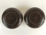 Japanese Go Stone Goishi Game Piece Complete Set Vtg Brown Wood Bowl GO82