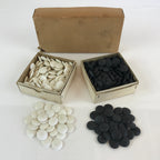 Japanese Go Stone Goishi Piece Set Vtg Traditional Game Black White GO75