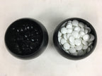 Japanese Go Stone Vtg Goishi Game Piece Set Black Bowl Black White GO65