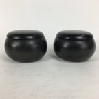 Japanese Go Stone Vtg Goishi Game Piece Set Black Bowl Black White GO65