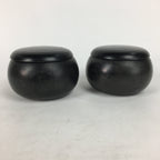 Japanese Go Stone Vtg Goishi Game Piece Set Black Bowl Black White GO65