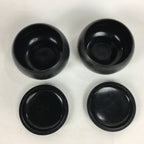 Japanese Go Stone Vtg Goishi Game Piece Set Black Bowl Black White GO65