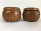 Japanese Go Stone Vtg Goishi Game Piece Set Brown Bowl Black White GO67