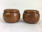Japanese Go Stone Vtg Goishi Game Piece Set Brown Bowl Black White GO67