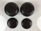 Japanese Go Stone Vtg Goishi Game Piece Set Dark Brown Bowl Black White GO71