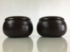 Japanese Go Stone Vtg Goishi Game Piece Set Dark Brown Bowl Black White GO71