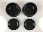 Japanese Go Stone Vtg Goishi Game Piece Set Dark Brown Bowl Black White GO71
