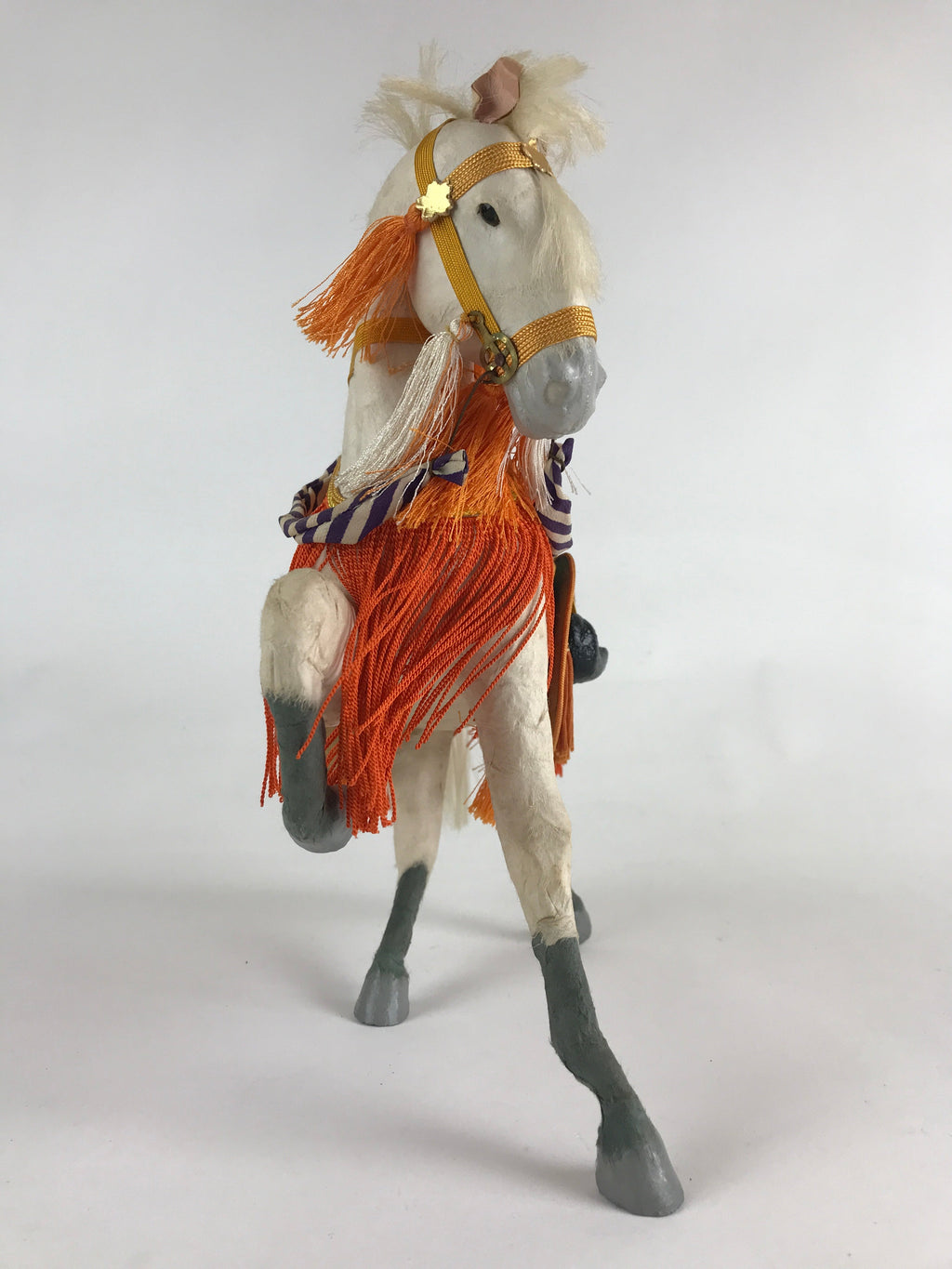 Japanese Gogatsu Ningyo Doll White Horse Vtg Boy's Day Festival Figurine ID499