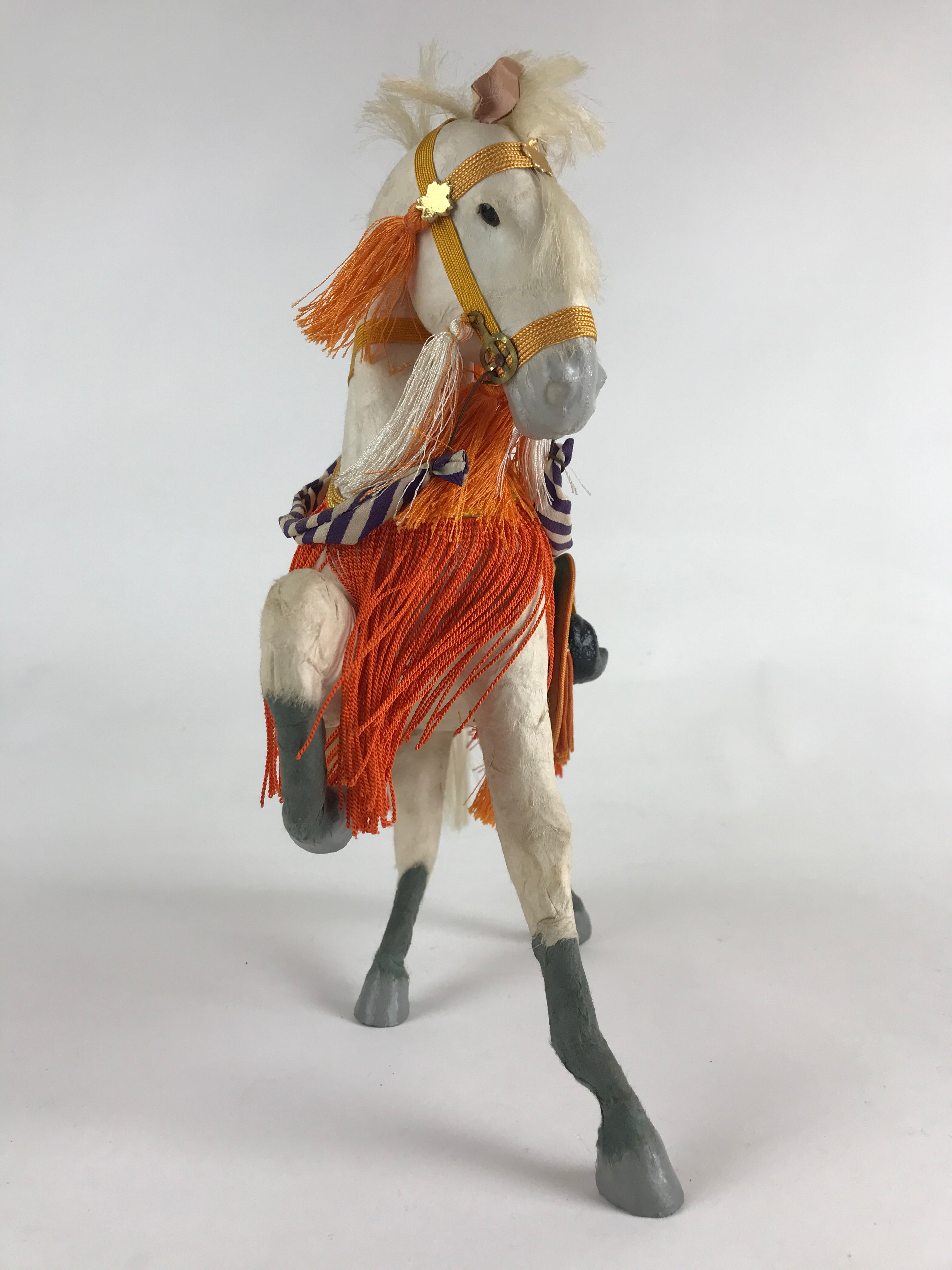 Japanese Gogatsu Ningyo Doll White Horse Vtg Boy's Day Festival Figurine ID499