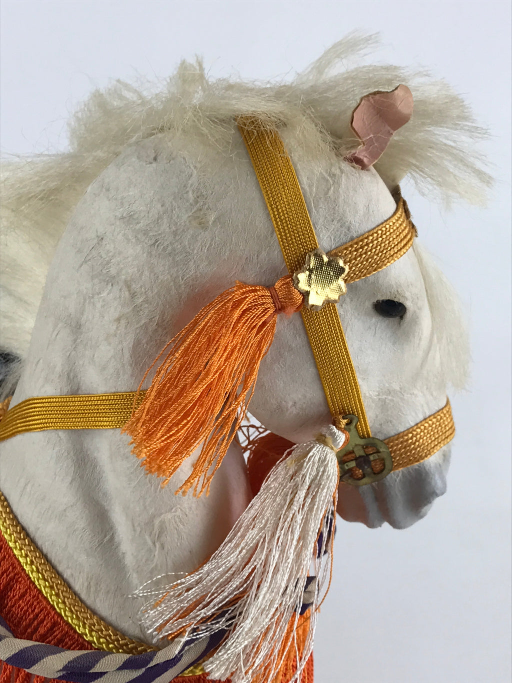 Japanese Gogatsu Ningyo Doll White Horse Vtg Boy's Day Festival Figurine ID499