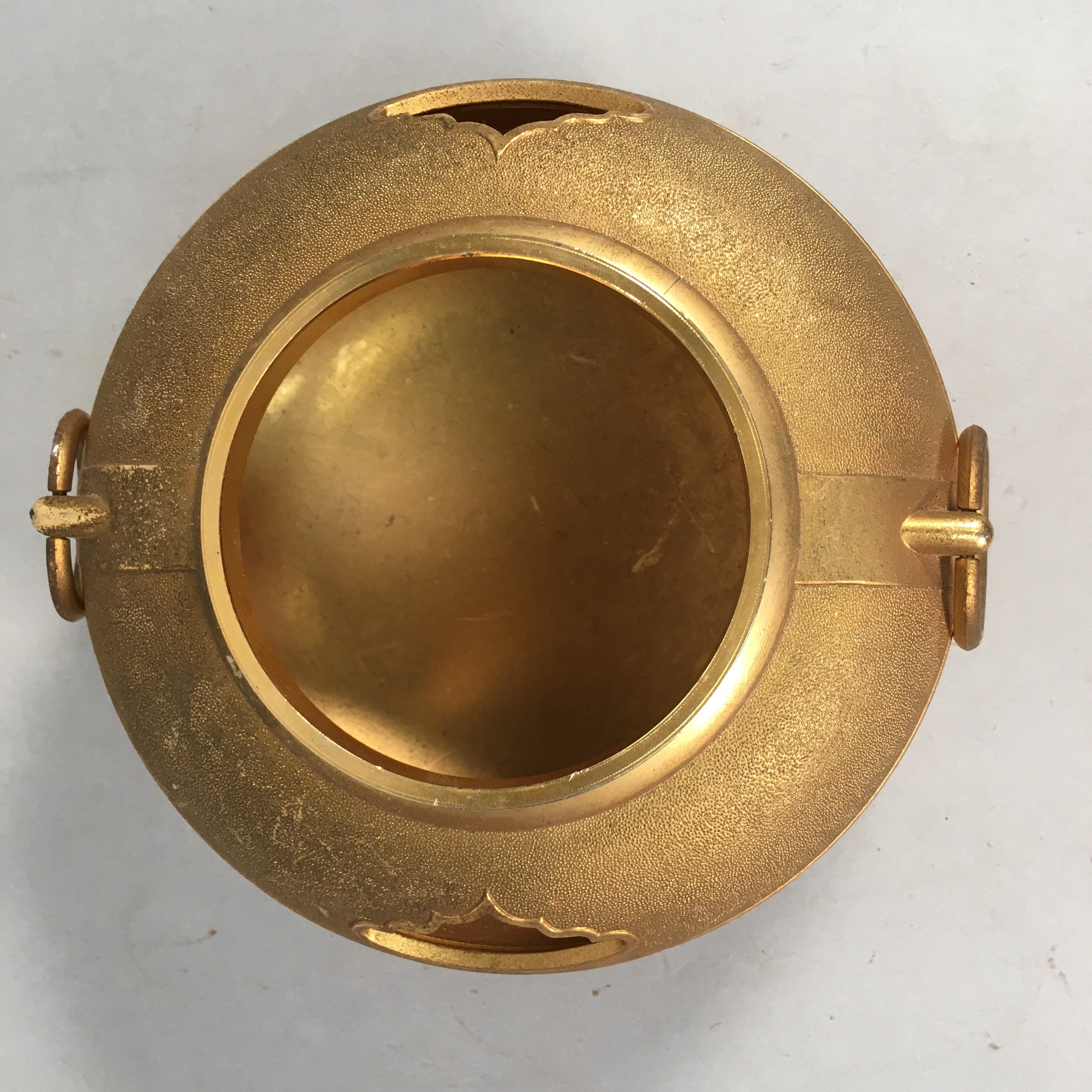 Japanese Gold Plated Metal Kettle Vtg Display Chagama Ornament Okimono BD569