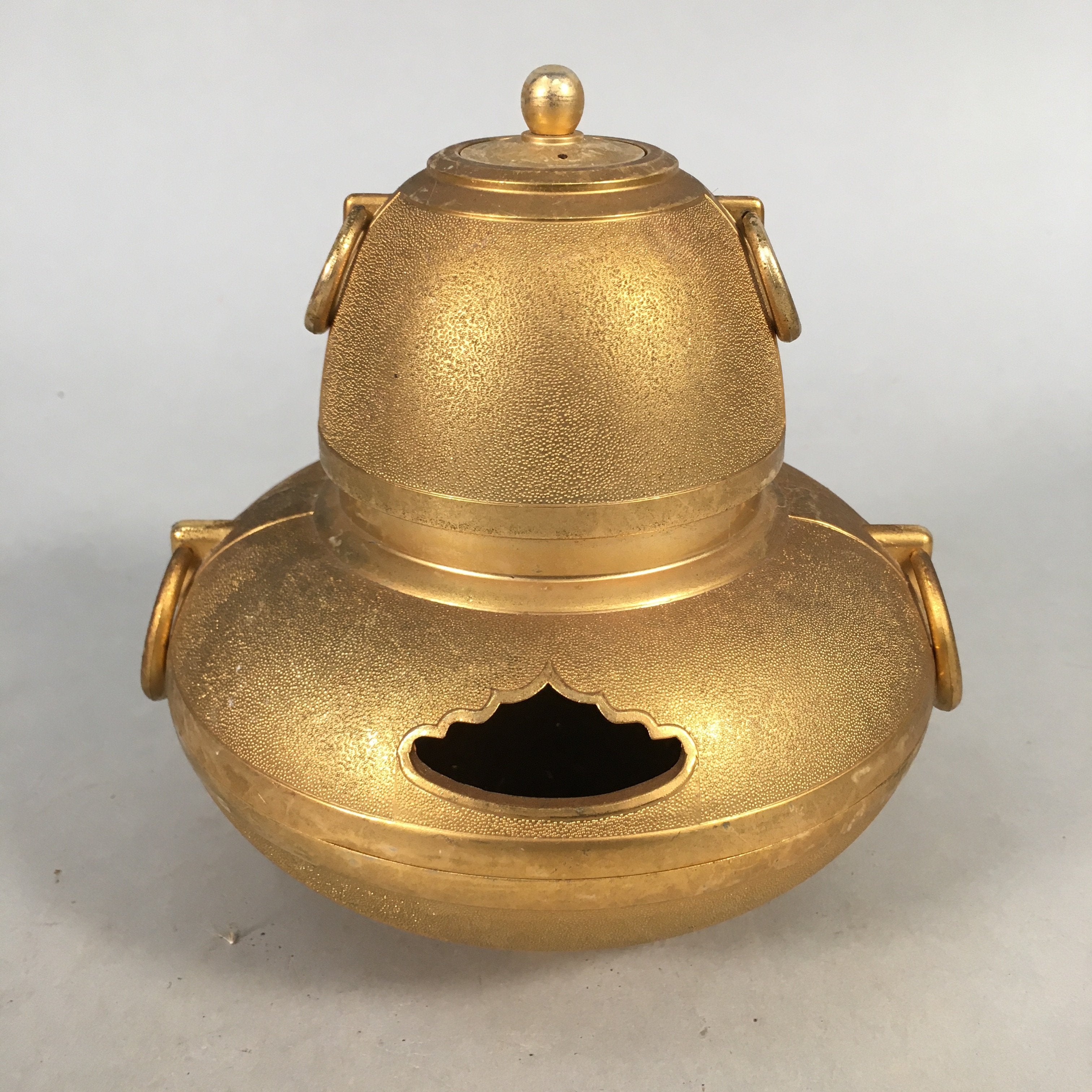 Japanese Gold Plated Metal Kettle Vtg Display Chagama Ornament Okimono BD569