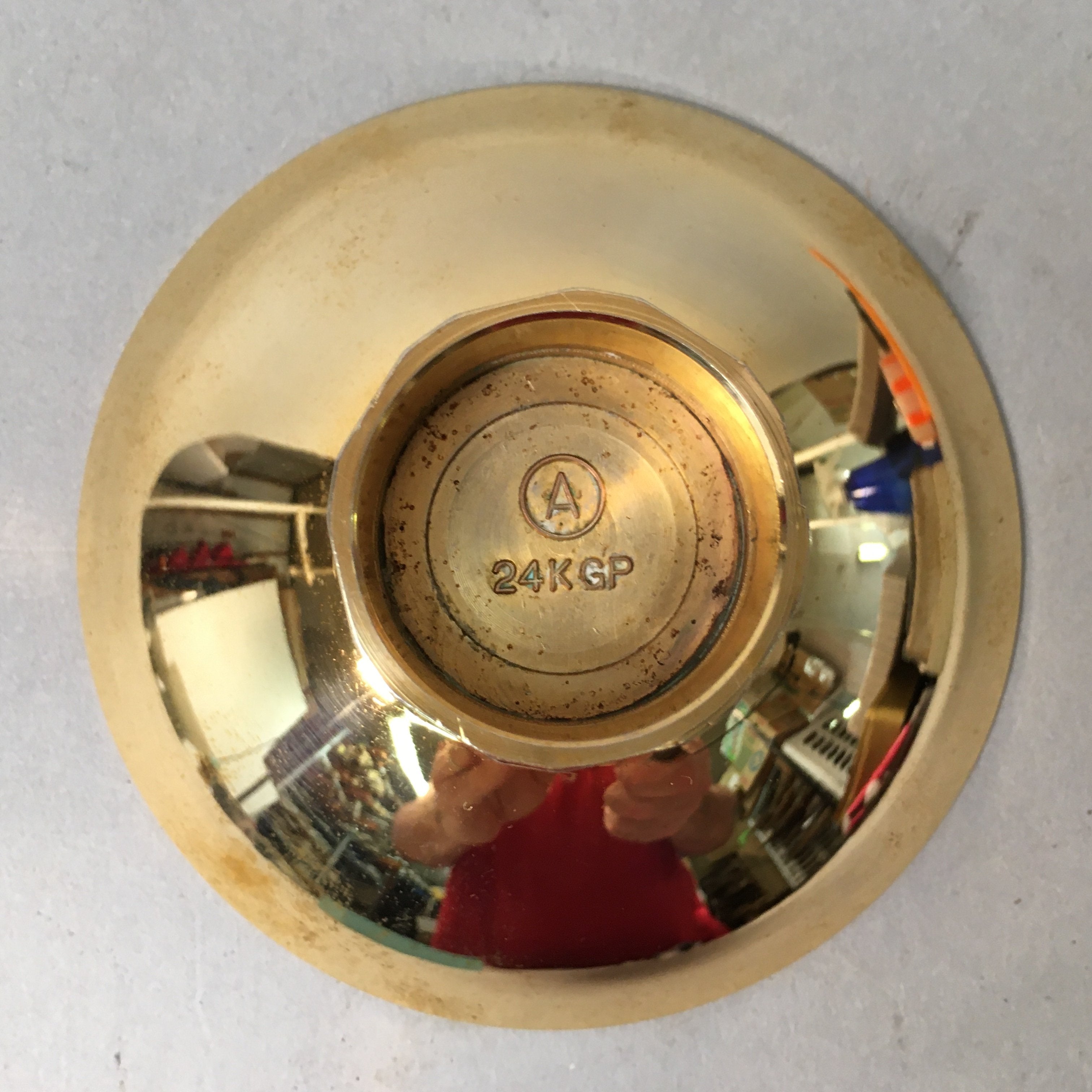 Japanese Gold Plated Sake Drinking Cup Vtg Copper Sakazuki Guinomi Horse GU746