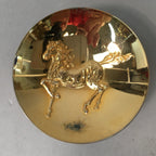 Japanese Gold Plated Sake Drinking Cup Vtg Copper Sakazuki Guinomi Horse GU746