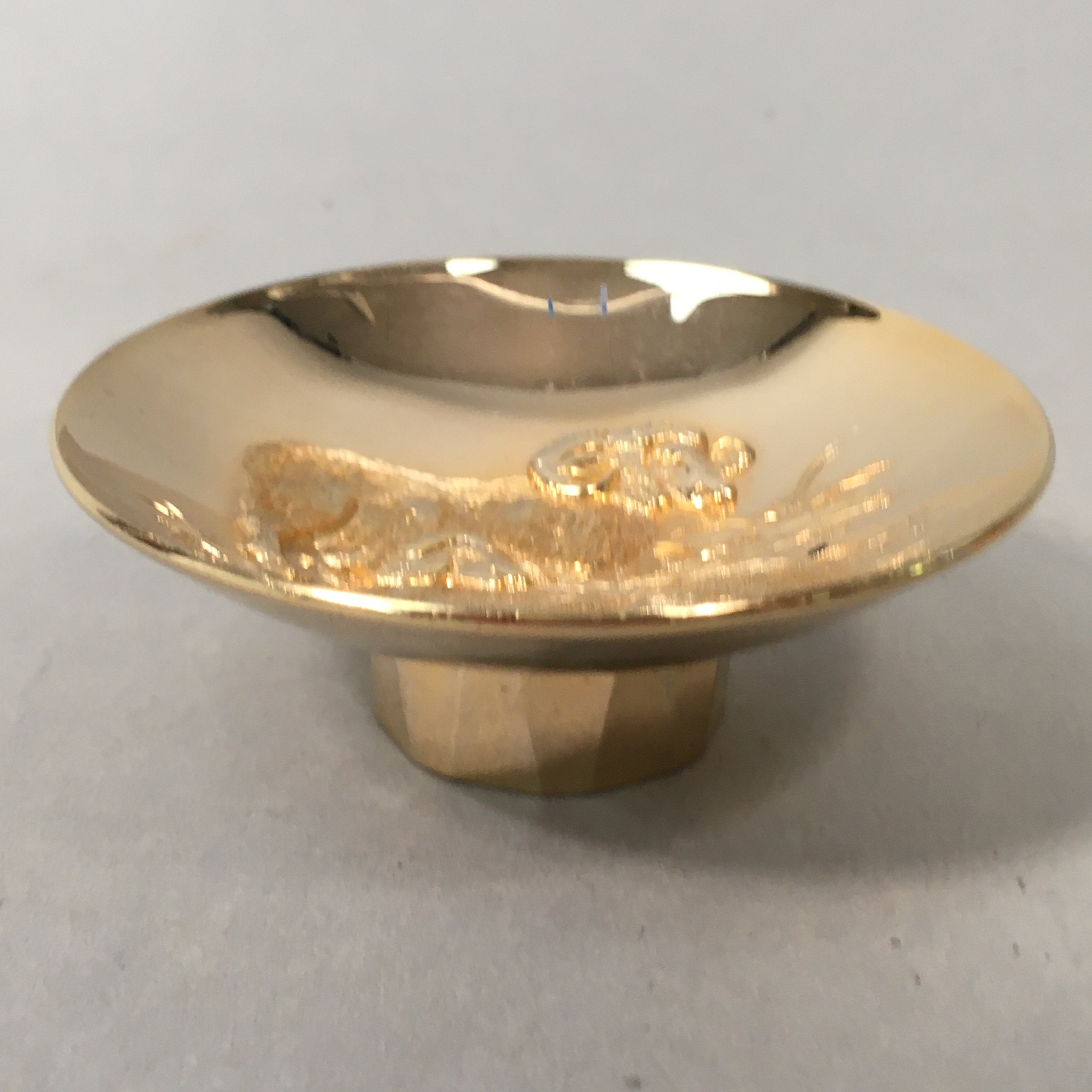 Japanese Gold Plated Sake Drinking Cup Vtg Copper Sakazuki Guinomi Sheep GU745