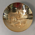 Japanese Gold Plated Sake Drinking Cup Vtg Copper Sakazuki Guinomi Sheep GU745