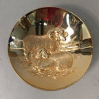 Japanese Gold Plated Sake Drinking Cup Vtg Copper Sakazuki Guinomi Sheep GU745