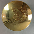 Japanese Gold Plated Sake Drinking Cup Vtg Metal Sakazuki Guinomi Monkey GU597