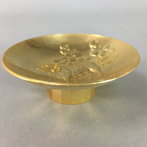 Japanese Gold Plated Sake Drinking Cup Vtg Metal Sakazuki Guinomi Sheep GU593