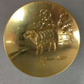 Japanese Gold Plated Sake Drinking Cup Vtg Metal Sakazuki Guinomi Sheep GU593