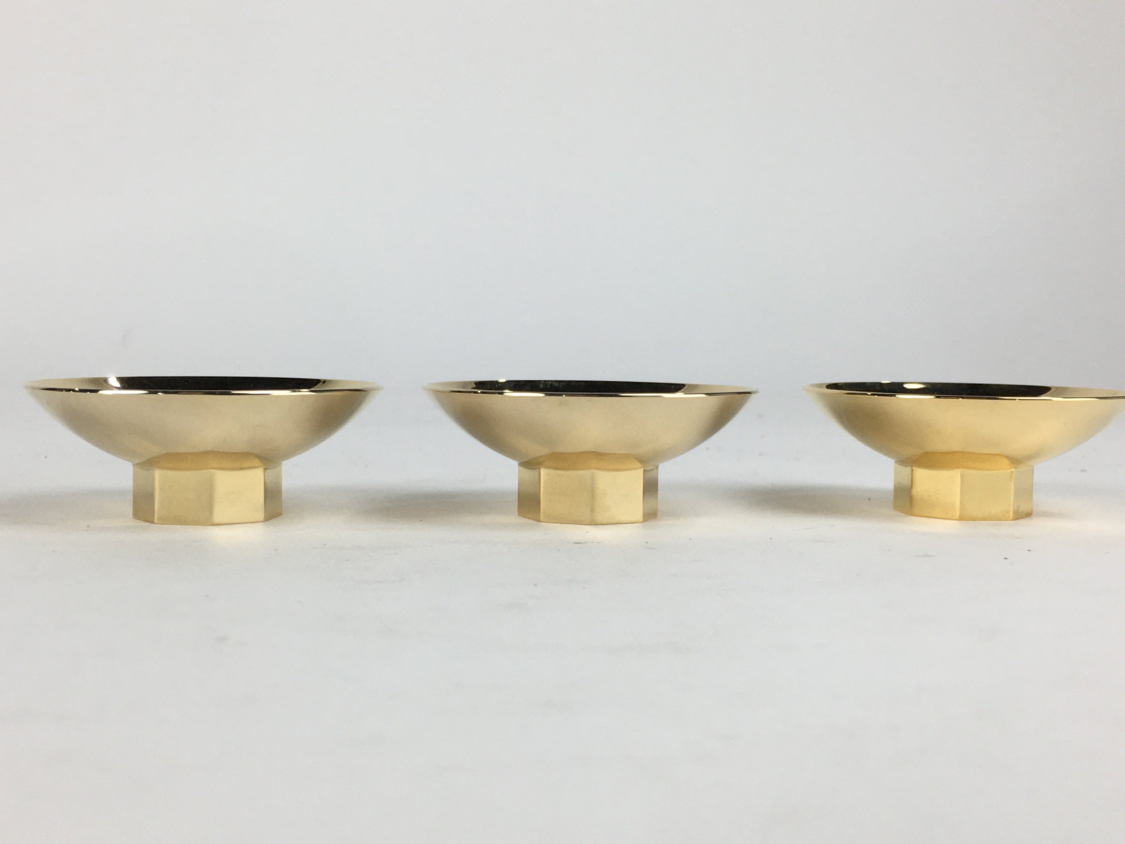 Japanese Gold Sake Cup 3pc Set Vtg Copper Sakazuki Wood Box Guinomi PX597