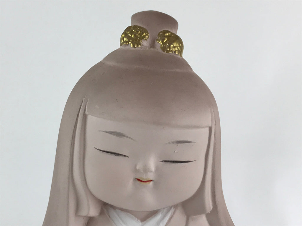 Japanese Hakata-Ningyo Clay Doll Vtg Traditional Handicraft Girl Geisha White BD