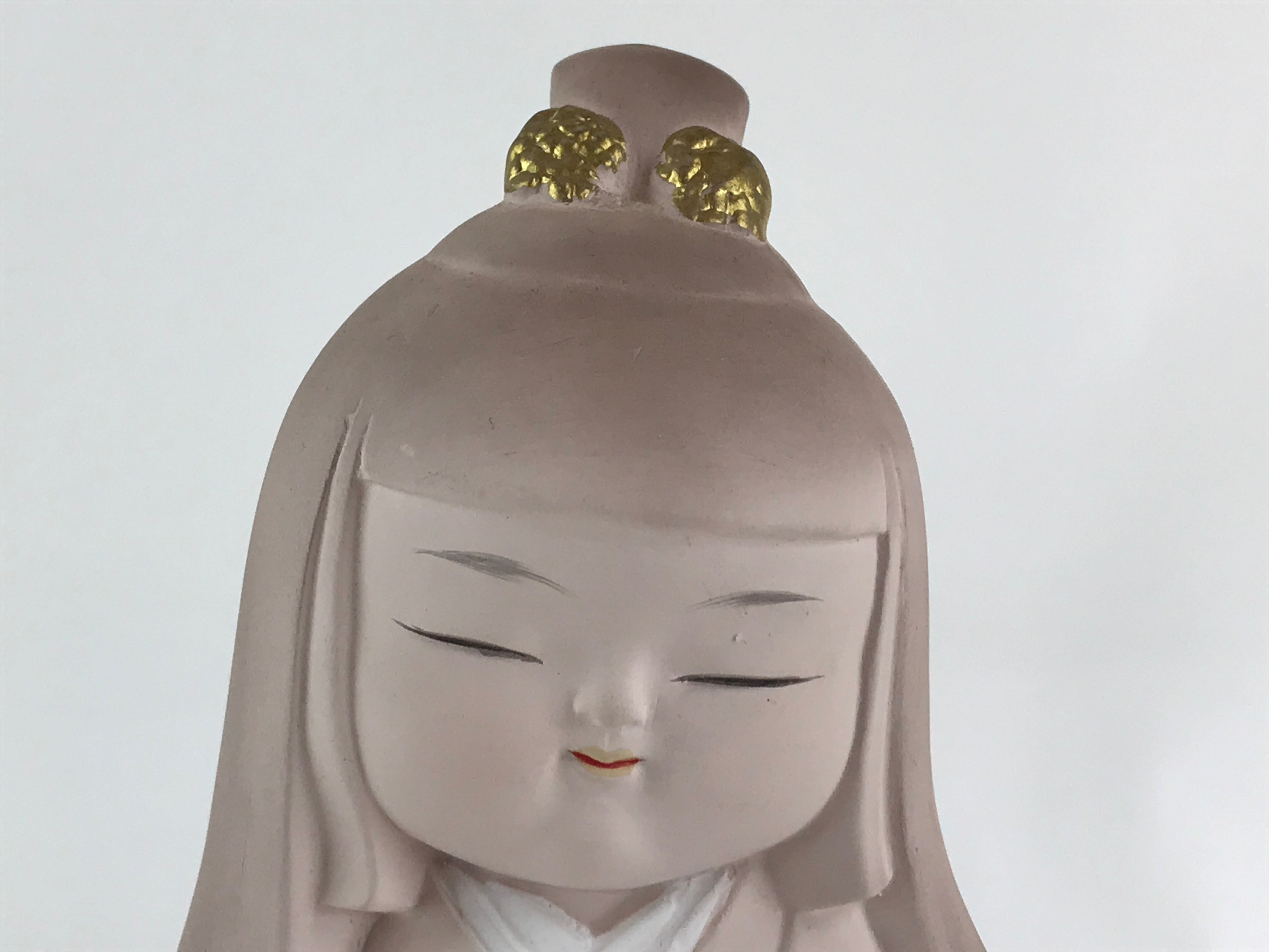 Japanese Hakata-Ningyo Clay Doll Vtg Traditional Handicraft Girl Geisha White BD