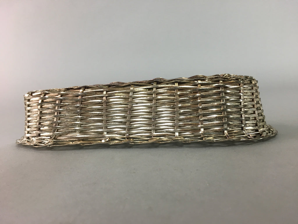 Japanese Hand Towel Basket Vtg Metal Holder Tray J798