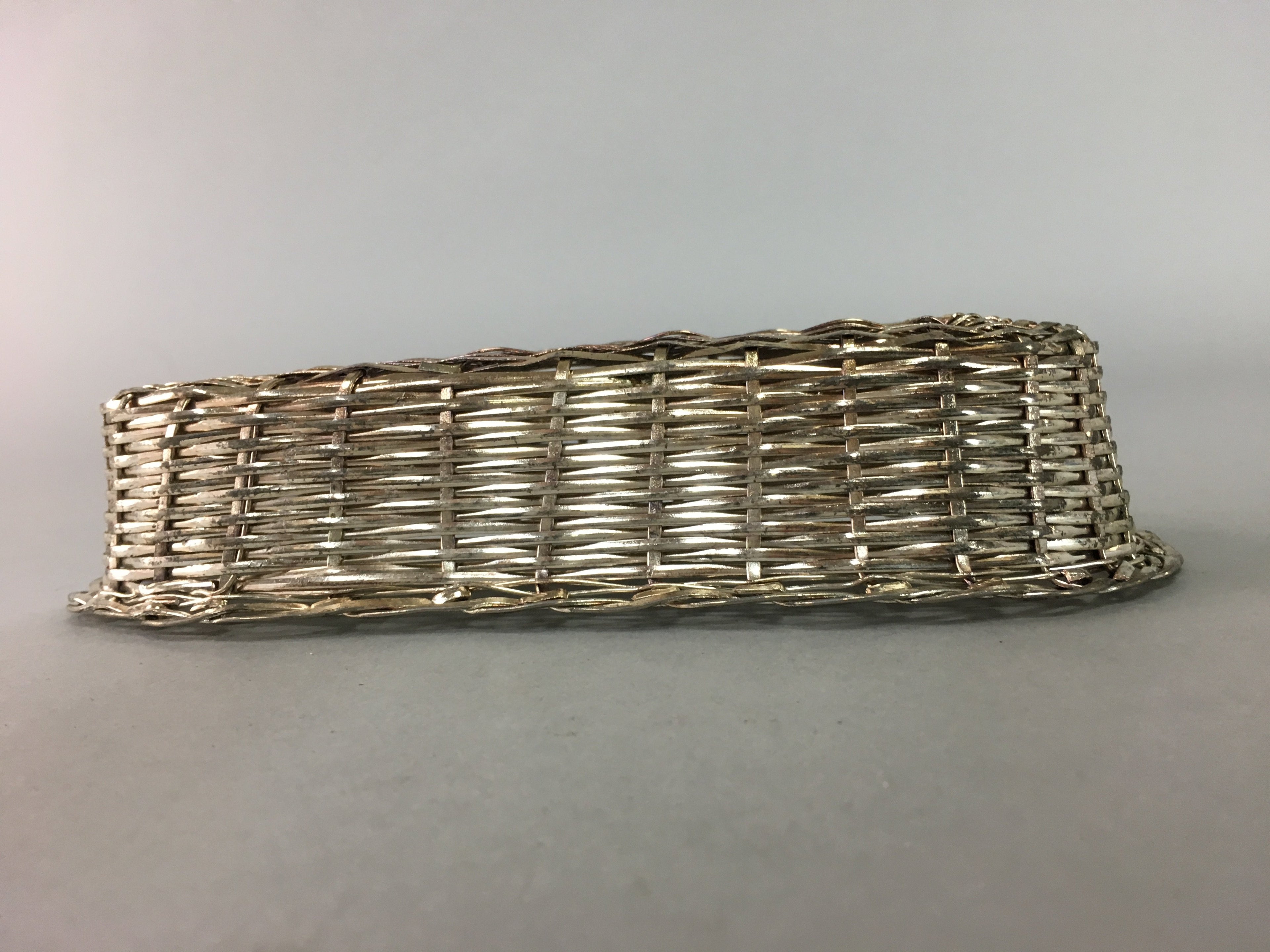 Japanese Hand Towel Basket Vtg Metal Holder Tray J798