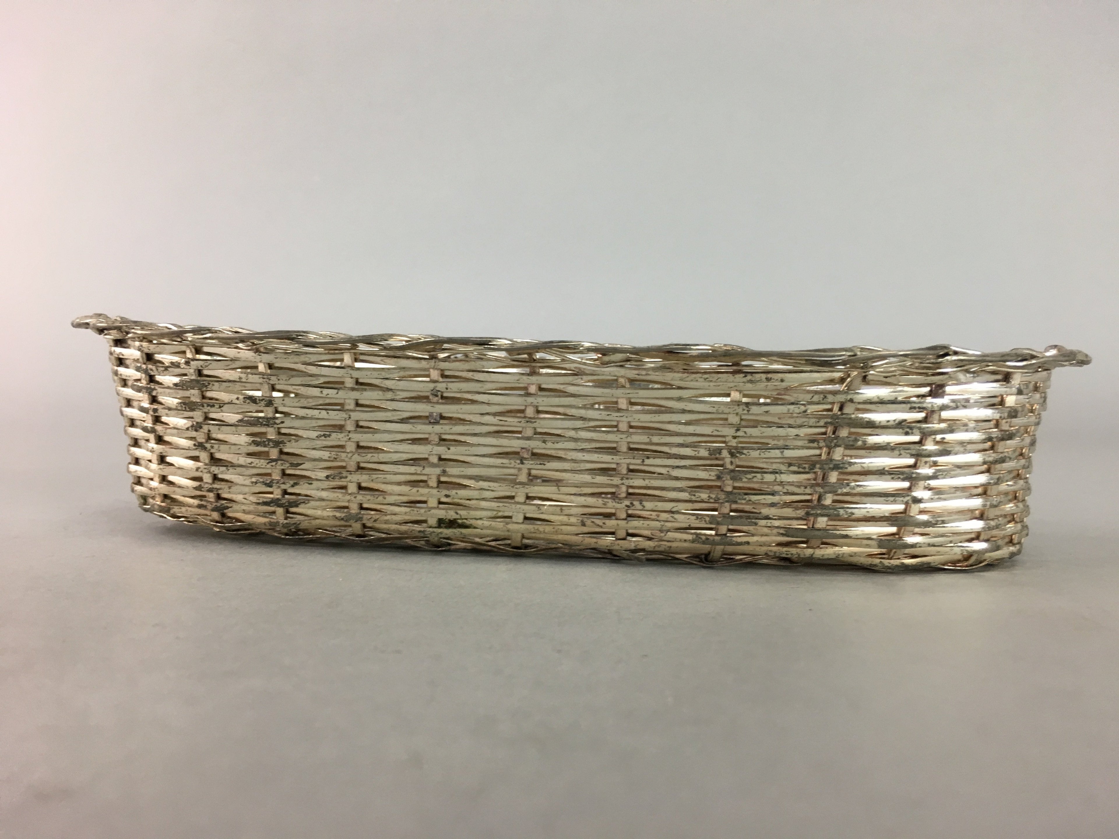 Japanese Hand Towel Basket Vtg Metal Holder Tray J798