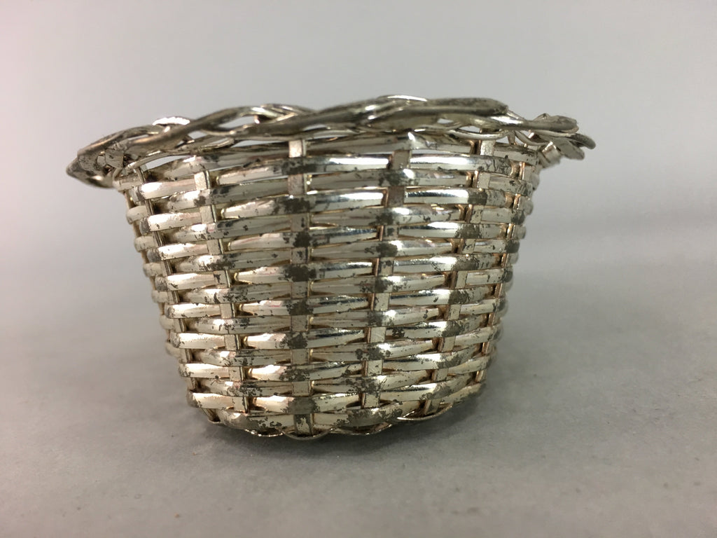 Japanese Hand Towel Basket Vtg Metal Holder Tray J798