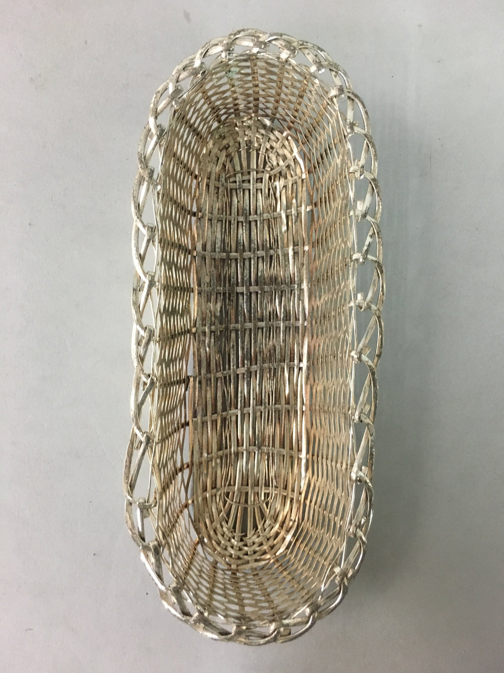 Japanese Hand Towel Basket Vtg Metal Holder Tray J798