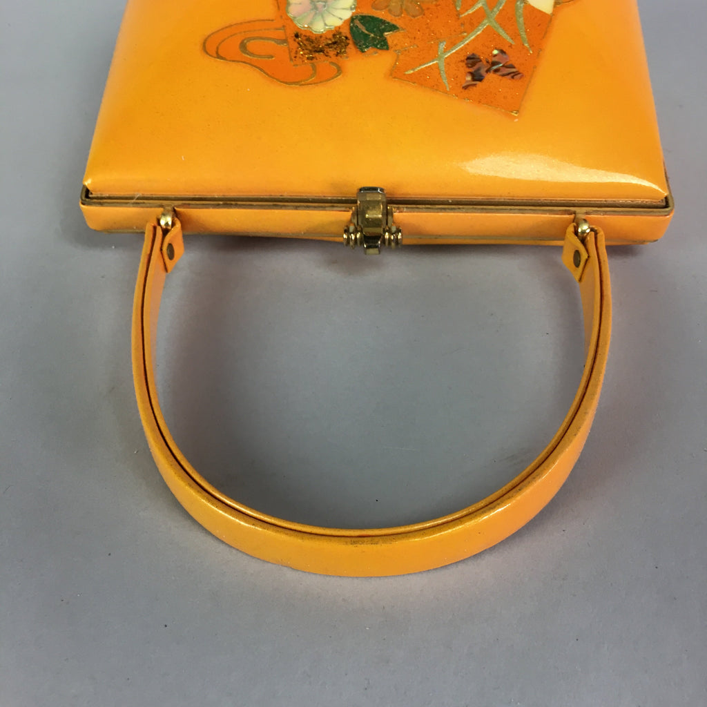 Japanese Handbag Vtg Kimono Accessory Wasou Bag Yellow Flower Design KB20