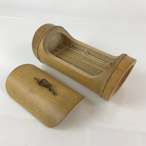 Japanese Handmade Bamboo Tube Soba Plate Vtg Steamer Brown JK404
