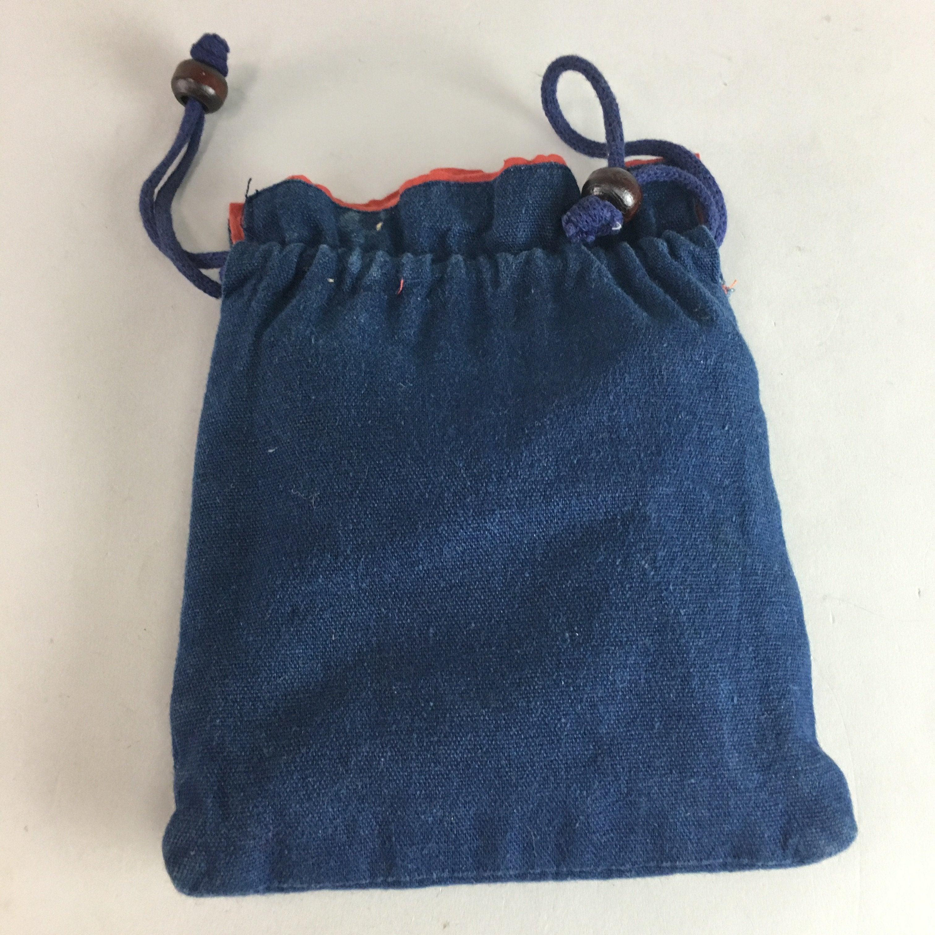 Japanese Handmade Drawstring Bag Pillow Vtg Frame Protection Cotton Purple J678
