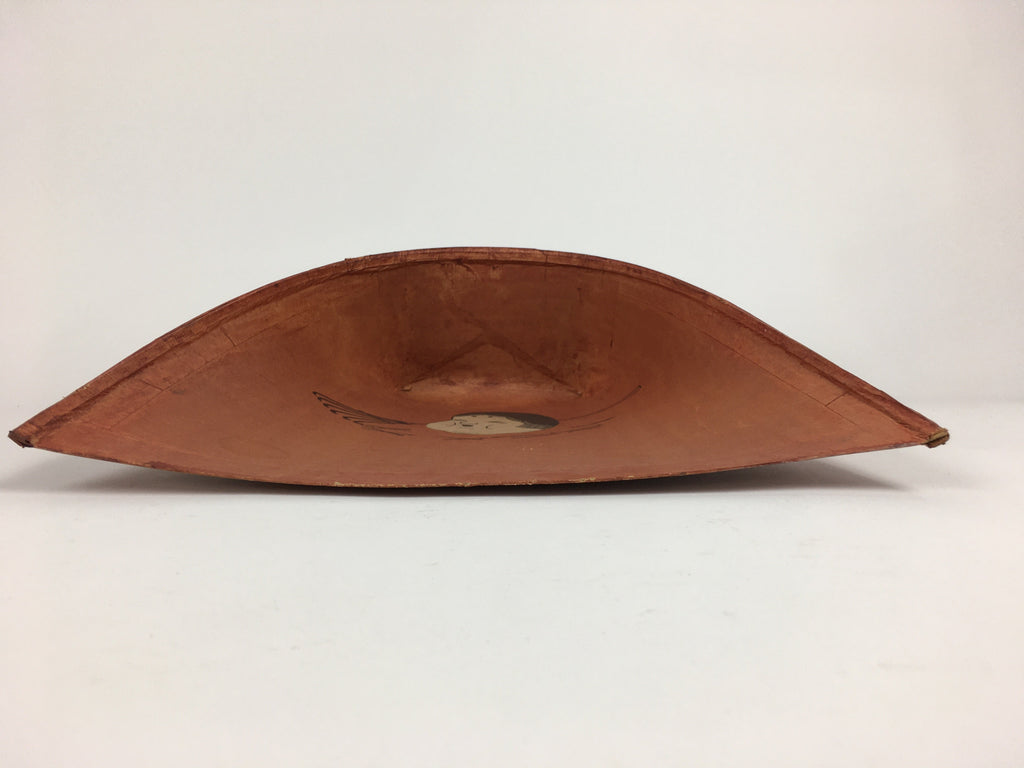 Japanese Handmade Paper Dustpan Vtg Chiritori Okame Lady Brown JK257