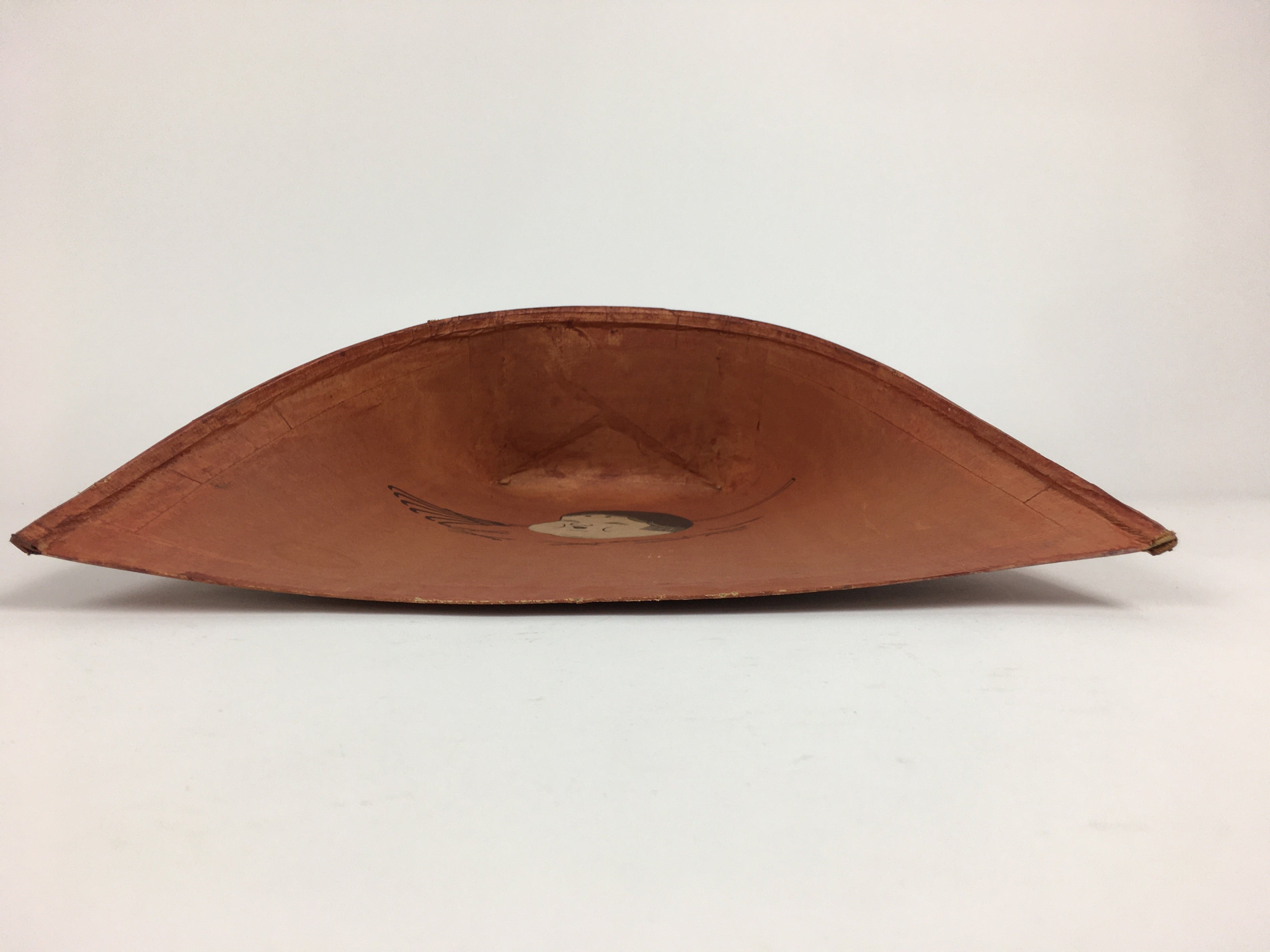 Japanese Handmade Paper Dustpan Vtg Chiritori Okame Lady Brown JK257
