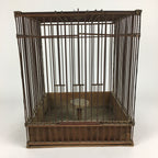 Japanese Handmade Wooden Birdcage Vtg Bamboo Torikago Brown JK262